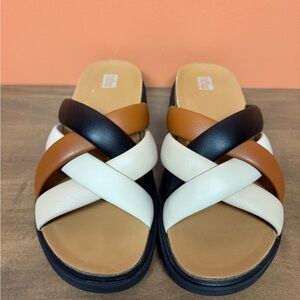 Fitflop Black, Cream, and Tan Sandals